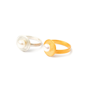 Daisy Gold Χειροποίητο Δαχτυλίδι από Επιχρυσωμένο Ασήμι 925 και Μαργαριτάρι - ασήμι, μαργαριτάρι, επιχρυσωμένα, boho, σταθερά - 2