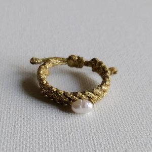 Μακραμέ δαχτυλίδι με μαργαριταράκι - μαργαριτάρι, μακραμέ, αυξομειούμενα, φθηνά