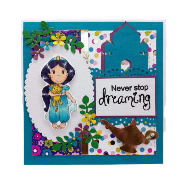 Ευχετήρια κάρτα - Γιασμίν - κορίτσι, πριγκίπισσα, δώρα γενεθλίων, γενική χρήση