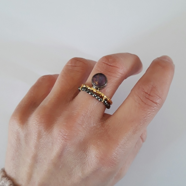 Koper Circle Ring - Ασημένιο Δαχτυλίδι με ημιπολύτιμες πέτρες - ασήμι, ημιπολύτιμες πέτρες, χειροποίητα - 2