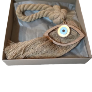 Γουρι Ματι evileye - ξύλο, με φούντες, διακόσμηση, evil eye, διακοσμητικά - 2