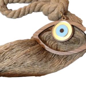 Γουρι Ματι evileye - ξύλο, με φούντες, διακόσμηση, evil eye, διακοσμητικά - 4