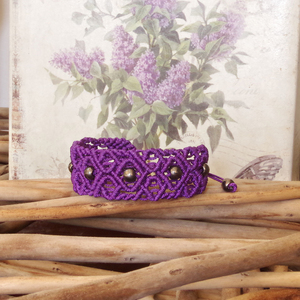 Start Wearing Purple Bracelet - μακραμέ, κορδόνια, χάντρες, boho, αυξομειούμενα - 3