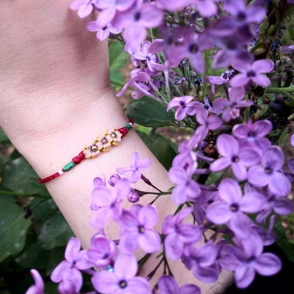 Flora bracelets, μακραμέ βραχιόλια λουλούδι με αιματίτη - charms, αιματίτης, κορδόνια, boho - 5