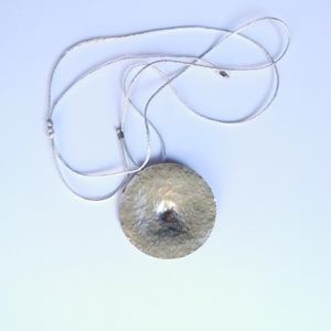 Κολιέ "κύκλος" από αλπακά / necklace "circle" - αλπακάς, κύκλος, σφυρήλατο, μακριά - 2