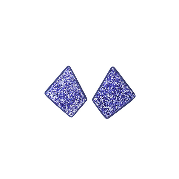 "Shield" stud blue summerish earrings - μοντέρνο, καρφωτά, polymer clay