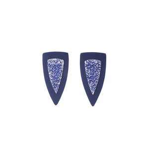 "Poseidon" blue modern earrings - ασήμι, γεωμετρικά σχέδια, καρφωτά, polymer clay