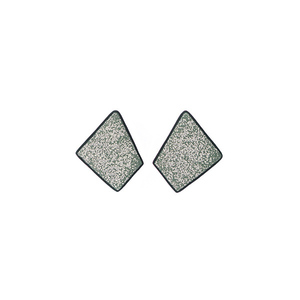 "Shield" green stud modern earrings - ασήμι, μοντέρνο, πηλός, καρφωτά, μικρά