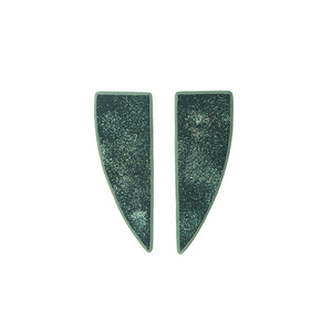 "Artemis" green stud earrings - ασήμι, πηλός, μακριά, καρφωτά