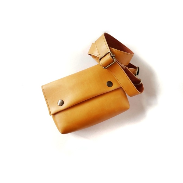 Μουσταρδί Belt bag - δερματίνη, μέσης, vegan friendly, μικρές, φθηνές