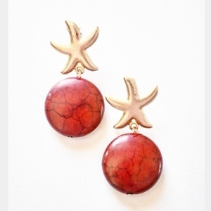 Star earrings - επιχρυσωμένα, ορείχαλκος, πέτρες, καρφωτά, boho
