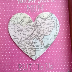 Κορνίζα Καδράκι με Ξύλινη Καρδιά Χάρτης ♥ Μαμά - πίνακες & κάδρα, καρδιά, μαμά - 5