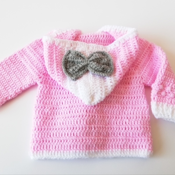Πλεκτό Ζακετακι Μπεμπέ Ροζ-Λευκό-Γκρι! - κορίτσι, 0-3 μηνών, βρεφικά ρούχα, 1-2 ετών - 5
