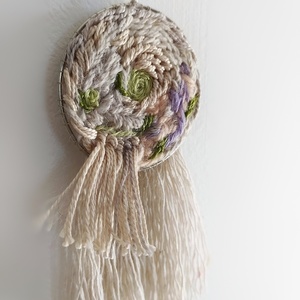 Κρεμαστό κολιέ με τεχνοτροποία αργαλιού, weaving pendant - υφαντά, μεγάλα - 2