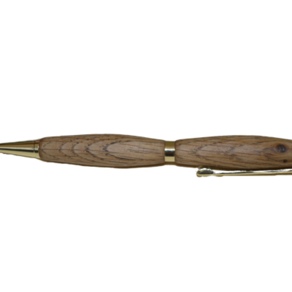 Ξύλινο στυλο από ξύλο Δρυς με επίχρυσο μηχανισμό - ξύλινο, αξεσουάρ γραφείου - 2