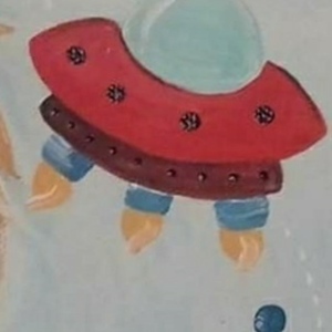 Παιδικό κάδρο, "Ο Γιάννης στο διάστημα", ζωγραφισμένο στο χέρι - αγόρι, παιδικοί πίνακες - 2