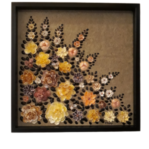 Πίνακας με λουλούδια από κοχύλια και άμμο - πίνακες & κάδρα, διακόσμηση, κοχύλι