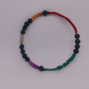 Βραχιόλι πολύχρωμο / multicoloured bracelet - μακραμέ, κορδόνια, χάντρες, σταθερά, φθηνά - 5