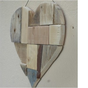 καρδιά από κομάτια παλιών ξύλων για τοίχο - διακοσμητικά - 3