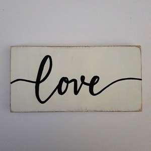 "love" - Ξύλινη πινακίδα 20 × 10 εκ. - δώρο αγάπης - πίνακες & κάδρα, αγάπη, χειροποίητα, ξύλινα διακοσμητικά τοίχου - 3