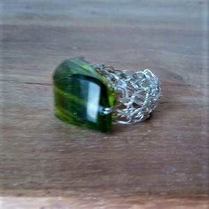 Δαχτυλίδι από ασήμι 925 και πράσινο κρύσταλλο - ασήμι, ημιπολύτιμες πέτρες, γυναικεία, ασήμι 925, σταθερά, φθηνά - 2