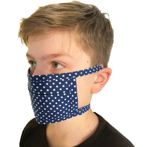 Παιδική μάσκα πολλαπλών χρήσεων μπλε πουά - ύφασμα, βαμβάκι, κορίτσι, αγόρι, πολλαπλών χρήσεων, μάσκες προσώπου, παιδικές μάσκες - 4