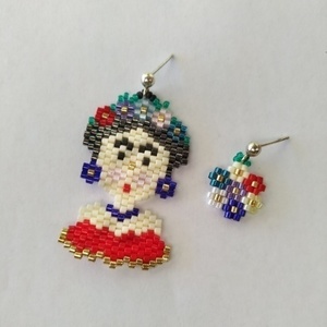 Frida Bead weaving σκουλαρίκια - ασήμι 925, χειροποίητα, πέτρες, χάντρες, κρεμαστά
