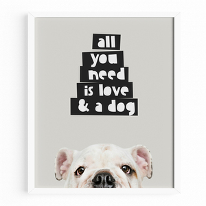 "Ο,τι χρειάζεσαι είναι αγάπη και ένα σκύλο"|Ξύλινο καδράκι 21x30|Παιδικό Δωμάτιο - κορίτσι, αγόρι, χειροποίητα, δώρα για βάπτιση, δώρο γέννησης, ζωάκια