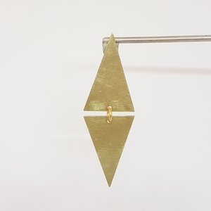 Σκουλαρίκια με τρίγωνα - ασήμι, γεωμετρικά σχέδια, μπρούντζος, κρεμαστά - 4