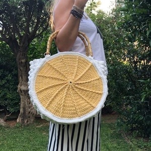 Crochet τσάντα σε σχήμα ρόδας - χειρός - 4