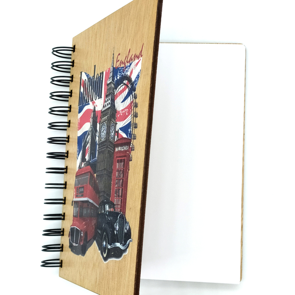 Ξύλινο Σημειωματάριο Λονδίνο (Wooden Notebook London) Δώρα για όλους - δώρο, δώρα για άντρες, δώρα γενεθλίων, τετράδια & σημειωματάρια - 3