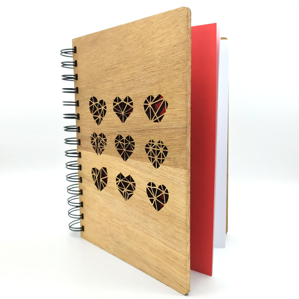Ξύλινο Σημειωματάριο Καρδιές (Wooden Notebook Hearts) Δώρα για όλους - δώρο, δώρα γενεθλίων, δώρα αγίου βαλεντίνου, δώρα για γυναίκες, τετράδια & σημειωματάρια - 3