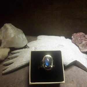 Δαχτυλιδι ορειχαλκινα με μπλε λαβραδοριτη - ημιπολύτιμες πέτρες, ορείχαλκος, σταθερά - 3