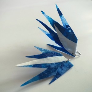 Θεατρικά καινοτόμα σκουλαρίκια_μπλε-λευκό - μακριά, κρεμαστά, μεγάλα σκουλαρίκια