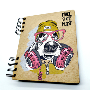 Ξύλινo Σημειωματάριo Dog (Wooden Notebook) 14,5cm x 20cm - δώρο, δώρα γενεθλίων, δώρα για αγόρια, τετράδια & σημειωματάρια
