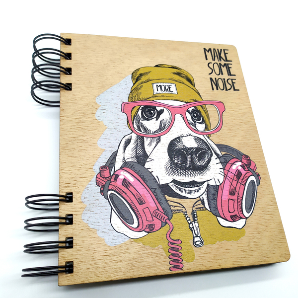 Ξύλινo Σημειωματάριo Dog (Wooden Notebook) 14,5cm x 20cm - δώρο, δώρα γενεθλίων, δώρα για αγόρια, τετράδια & σημειωματάρια - 3