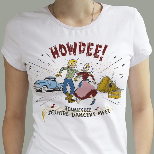 Howdee! Country & western vintage retro style μπλουζάκι με χορευτές!