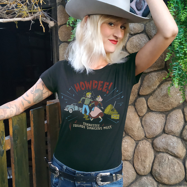 Howdee! Country & western vintage retro style μπλουζάκι με χορευτές! - 3