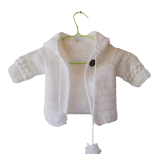 Πλεκτή Βρεφική Λευκή Ζακετουλα! - κορίτσι, 6-9 μηνών, βρεφικά ρούχα, 1-2 ετών - 2