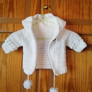 Πλεκτή Βρεφική Λευκή Ζακετουλα! - κορίτσι, 6-9 μηνών, βρεφικά ρούχα, 1-2 ετών - 3