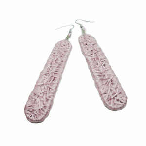String art μακριά σκουλαρίκια ροζ ανοιχτό - γυναικεία, μακριά, κρεμαστά, μεγάλα σκουλαρίκια, πλεκτά
