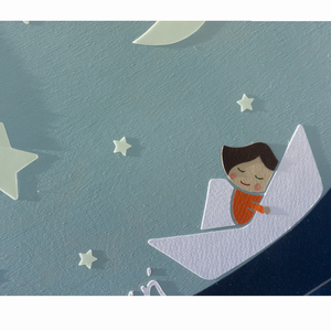 "Παιδί που κοιμάται" παιδικός ξύλινος πίνακας, 24x24 εκ - κορίτσι, αστέρι, όνομα - μονόγραμμα, δώρα για βάπτιση, προσωποποιημένα, παιδικοί πίνακες - 4