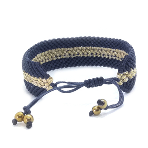 Blue - gold bracelet - ιδιαίτερο, αιματίτης, μακραμέ, αυξομειούμενα - 3
