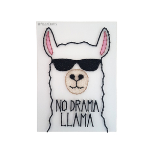 Κάδρο με καρφιά & κλωστές "No Drama Llama" 30x20cm - πίνακες & κάδρα