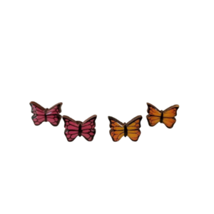 Stud earrings “Mini Butterfly”. - ξύλο, γυαλί, ζωγραφισμένα στο χέρι, καρφωτά, μικρά