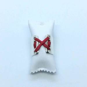 Μοντέρνο, μίνιμαλ ασημένιο δαχτυλίδι με κόκκινο κορδόνι. - ασήμι 925, κορδόνια, minimal, boho, αυξομειούμενα - 3