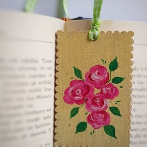 Χειροποίητος σελιδοδείκτης τριανταφυλλάκια - ζωγραφισμένα στο χέρι, λουλούδια, σελιδοδείκτες - 2