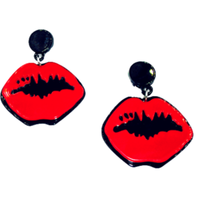 Σκουλαρίκια plexiglass κόκκινα χείλη - plexi glass, κρεμαστά, μεγάλα, faux bijoux