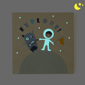 “Explore”, παιδικός πίνακας με θέμα το διάστημα, 24x24 εκ - αγόρι, διάστημα, παιδικοί πίνακες - 2
