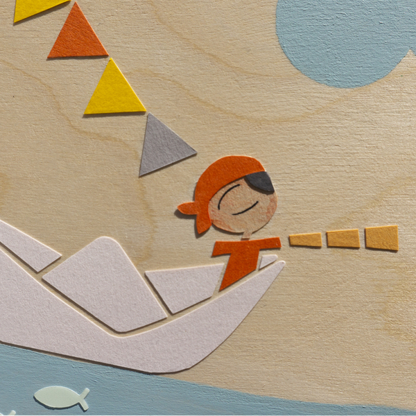 Πειρατής, παιδικός πίνακας σε ξύλο 24x24 εκ - αγόρι, ξύλινα διακοσμητικά τοίχου, παιδικοί πίνακες - 3